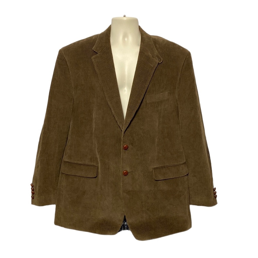LAUREN Vintage Brown Corduroy Elbow Patch Suit Coat 46R